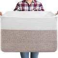 105L XXXL Large Blanket Basket, Rectangular Cotton Rope Basket, Laundry Hamper by Unknown