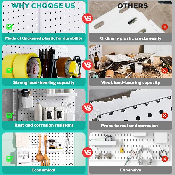 12Pcs Peg board, Pegboard Wall Organizer Panels, Wall Mount Display Small - Image 3