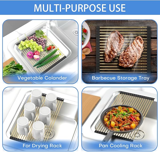 Expandable Large Draining Rack, Roll Up Heat-Resistant Dish Drainer - Image 5