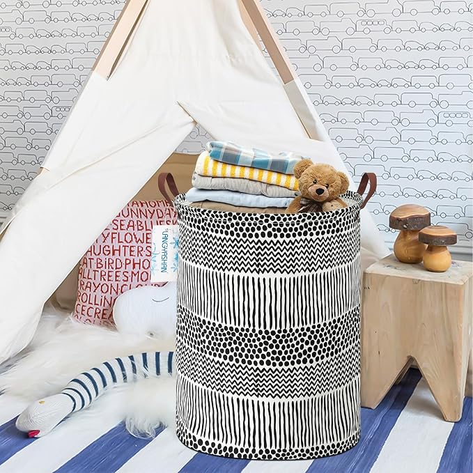 LANGYASHAN Laundry Basket Canvas Fabric Collapsible Organizer Basket - Image 4