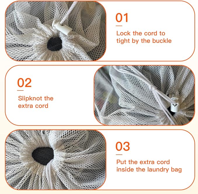 2 Pack Extra Large Mesh Laundry Bags Heavy Duty Mesh Wash Bags - Image 3