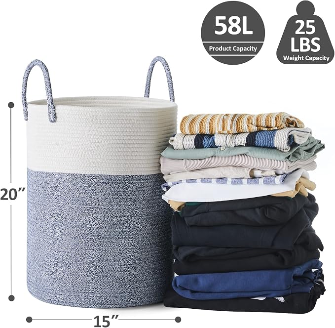 Cotton Rope Laundry Hamper by YOUDENOVA, 58L - Image 2