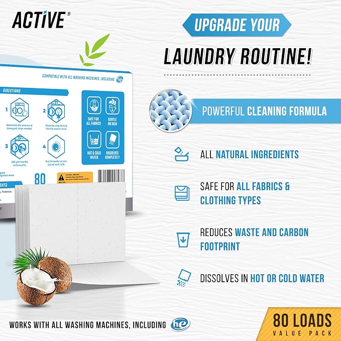 ACTIVE Laundry Detergent Sheets Eco Washing Strips - Image 2