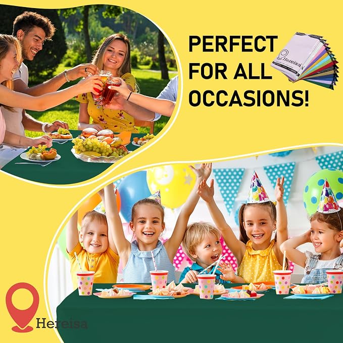 Plastic Dark Green Tablecloths 3 Pack Forest Green Disposable Table Covers 54" - Image 3