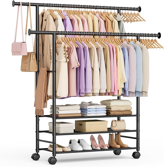 SLEEPING LAMB 44" Double Rods Clothes Rack by SLEEPINGLAMB