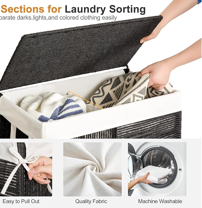 WOWLIVE Double Laundry Hamper - Image 5