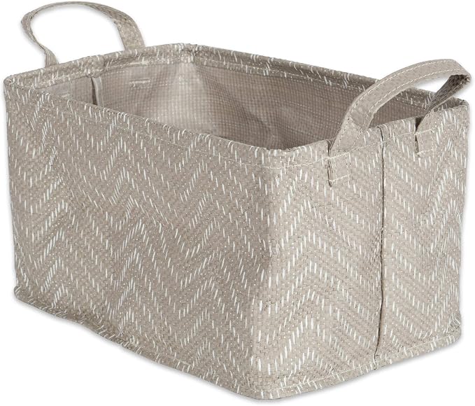 DII Collapsible Waterproof Chevron Laundry, Small Rectangle, Stone/Cream - Image 4