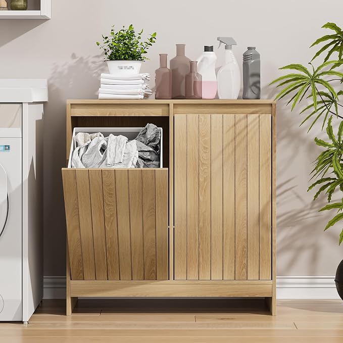 Smuxee Double Tilt Out Laundry Hamper Cabinet, Hidden Laundry Cabinet - Image 8