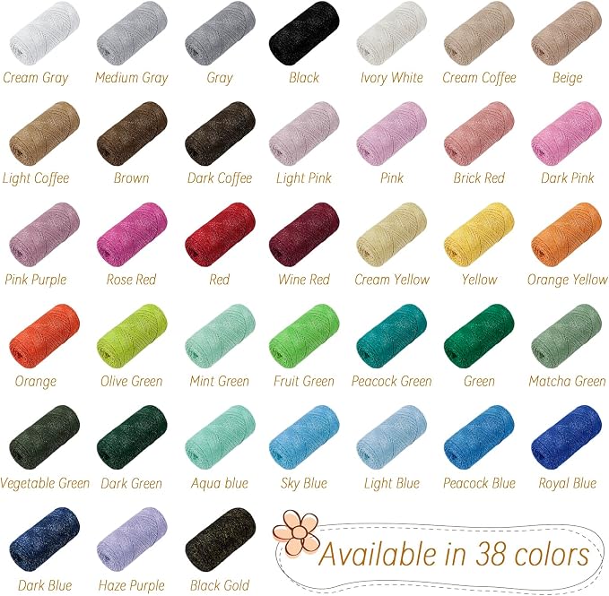 Sparkle Macrame Cord 1.5mm x 306 Yards Cotton Glitter Yarn - Image 7
