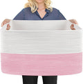 Large Pink Storage Basket, Woven Blanket storage by MEGASKET