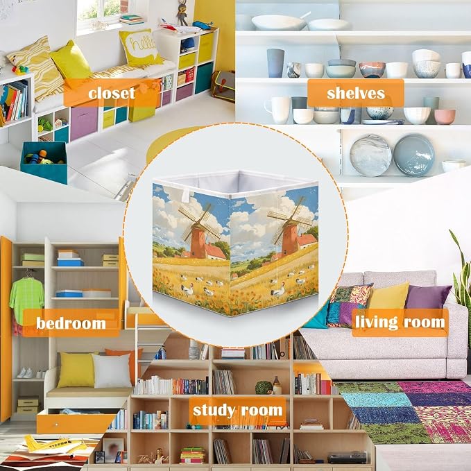 senya Large Storage Bins Windmill Farm Collapsible Foldable Storage Cubes - Image 6