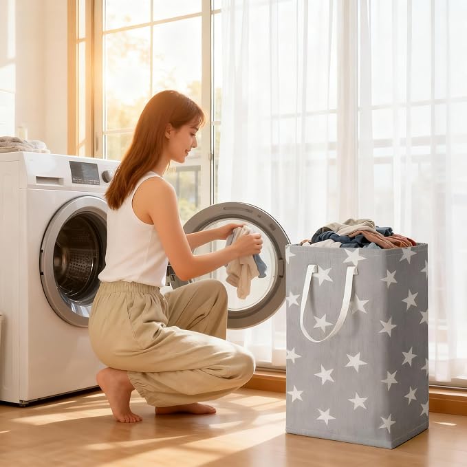 Laundry Basket, Large Clothes Hamper Collapsible, Free-Standing - Image 8
