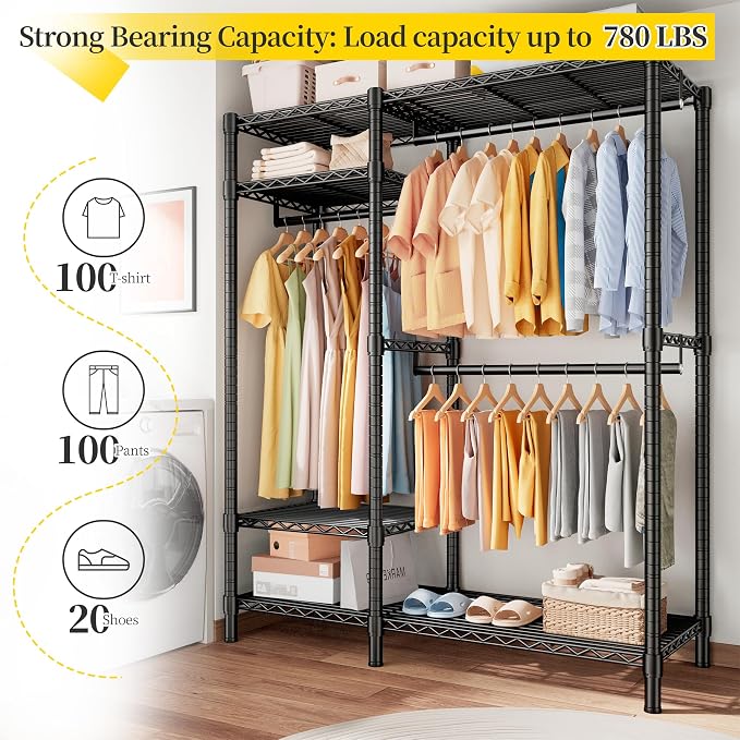 Raybee Clothes Rack Heavy Duty Loads 780LBS Clothing Racks - Image 2