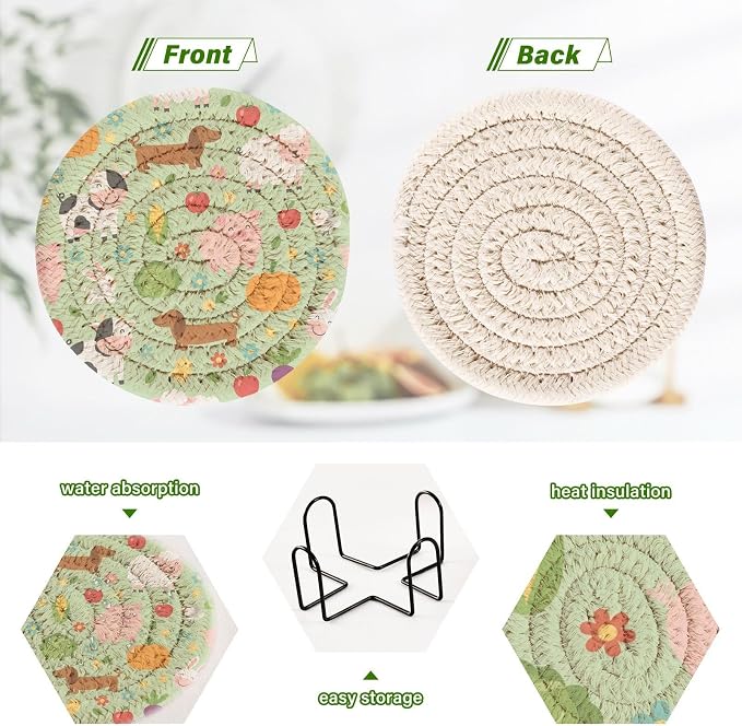 Cartoon Farm Animals Coasters Set of 6 - Image 4