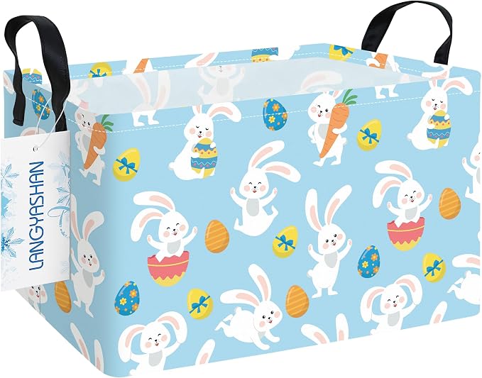 LANGYASHAN Rectangular Storage Bin Collapse Canvas Fabric Cartoon Storage Basket - Image 8