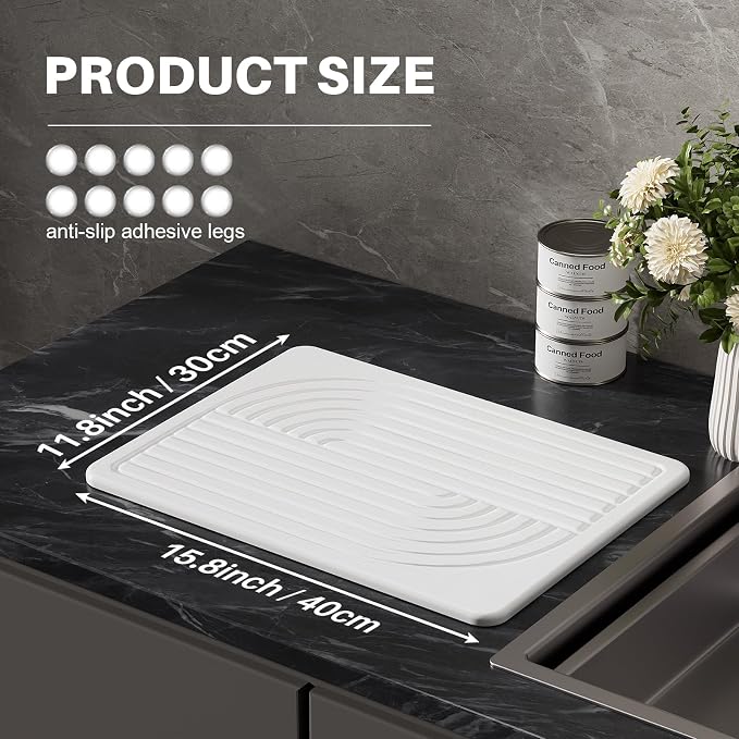 2-Pack Stone Dish Drying Mat for Kitchen Counter, Diatomaceous Earth Drying Mat - Image 5