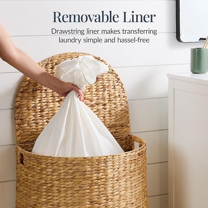 Best Choice Products Half Moon Laundry Hamper w/Lid, Woven Half Round Laundry - Image 5