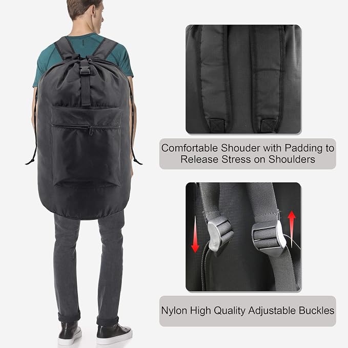 BeeGreen Laundry Bag Backpack w Adjustable Shoulder Straps College Dorm - Image 4