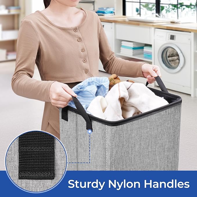 SNIGJAT 2 Pack Large Laundry Hamper, Tall Collapsible Laundry Basket - Image 4