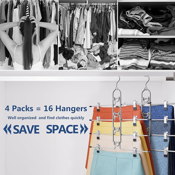 Pants Hangers With Clips, Newly Upgraded Detachable Space Saving Hangers - Image 3
