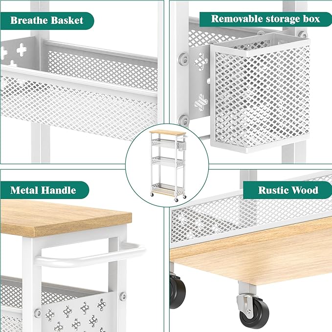 Slim Storage Cart 4 Tier Laundry Cart - Image 5