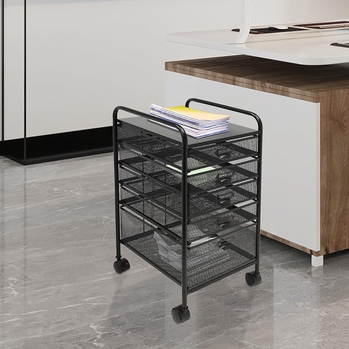 Rolling File Cabinet with 5 Drawers Craft Cart Organizer with Wheels Slim - Image 4
