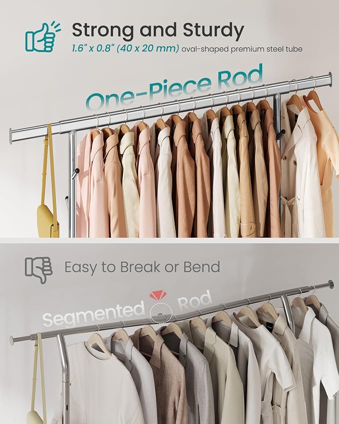 SONGMICS Clothes Rack, Heavy-Duty Rolling Clothing Garment Rack - Image 3