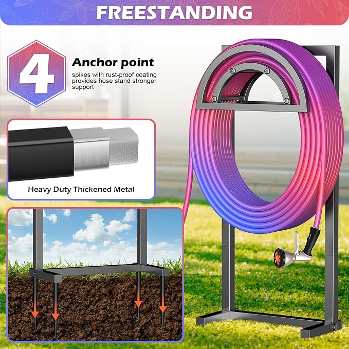 OLV Hose Holder Holds 150-ft Water Pipe, Outdoor Freestanding Heavy Duty Water - Image 4