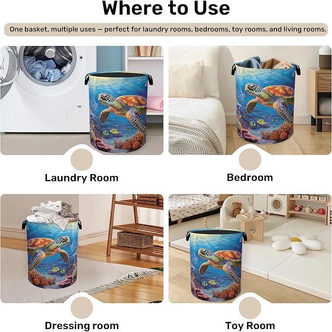 Sea Turtle Large Clothes Hamper Bag - Image 4