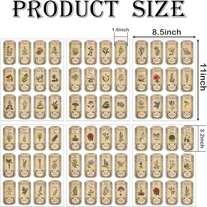 72Pcs Herb Stickers Lables for Jars Vintage Spice Apothecary Herb Spice Labels - Image 3