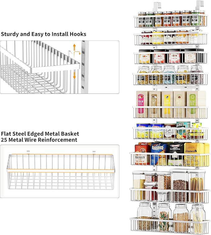 Moforoco 9-Tier White Over The Door Pantry Organizer, Pantry Organization and - Image 2