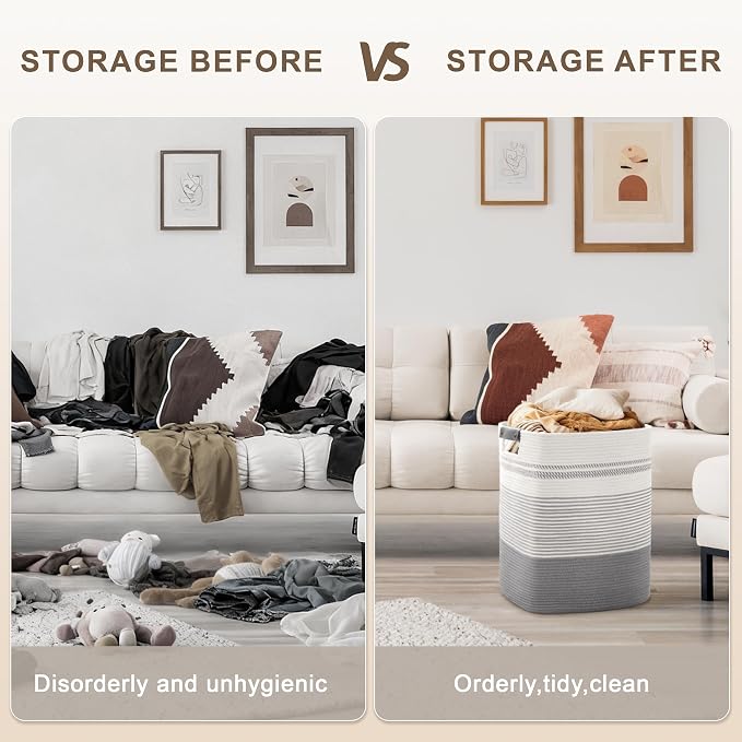 85L Tall Laundry Hamper with Handles - Image 4