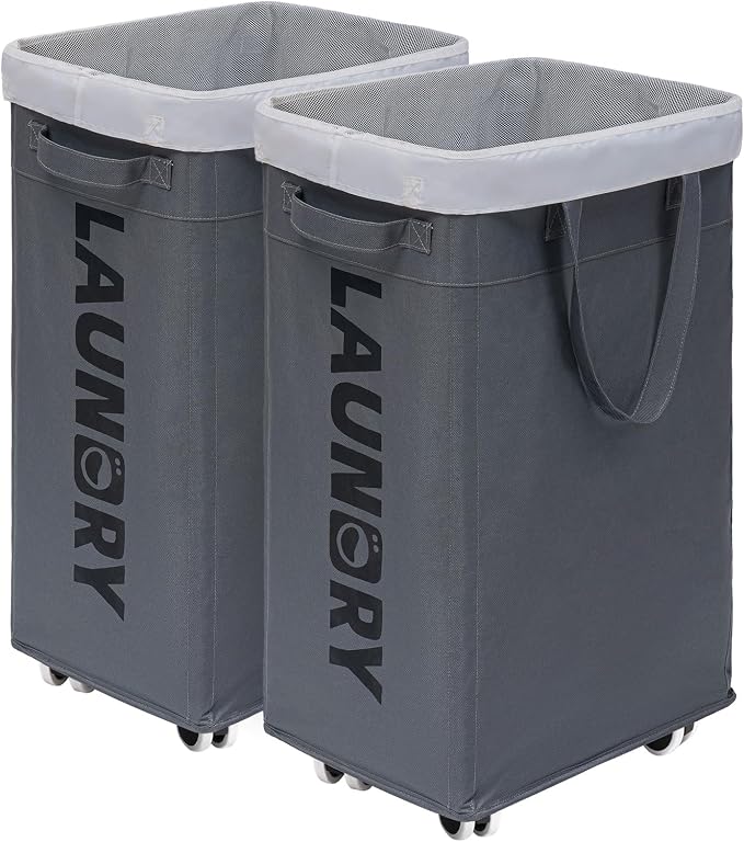 CHICVITA 2-Pack Hamper with Wheels, 75L Large Laundry Baskets with Removable by CHICVITA