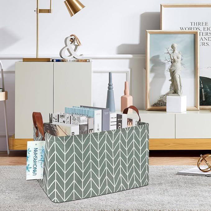 LANGYASHAN Rectangular Storage Bin Collapse Canvas Fabric Cartoon Storage Basket - Image 5