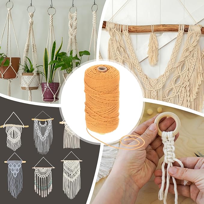 HARFINGTON Natural Macrame Cord 2mm x 220 Yards 3 Strand Twisted Cotton Macrame - Image 6