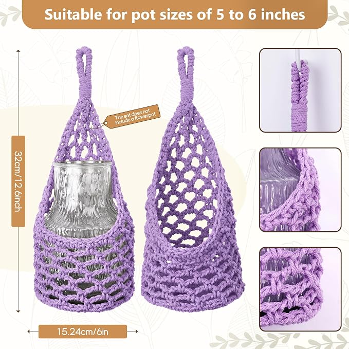 Macrame Wall Plant Hanger, Hanging Planter Basket Holder, Wall Planters - Image 4