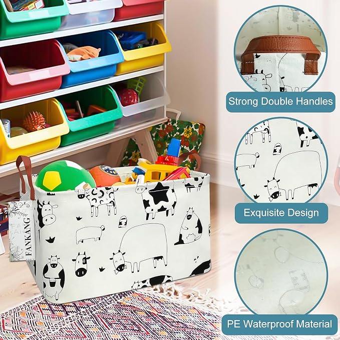 FANKANG Storage Basket, Nursery Hamper Canvas Laundry Basket Foldable - Image 6