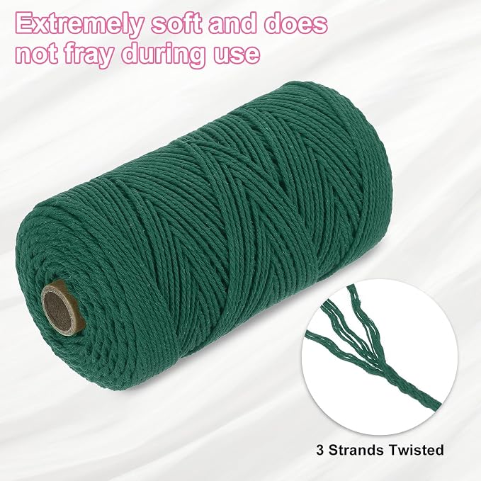 HARFINGTON Natural Macrame Cord 2mm x 220 Yards 3 Strand Twisted Cotton Macrame - Image 3