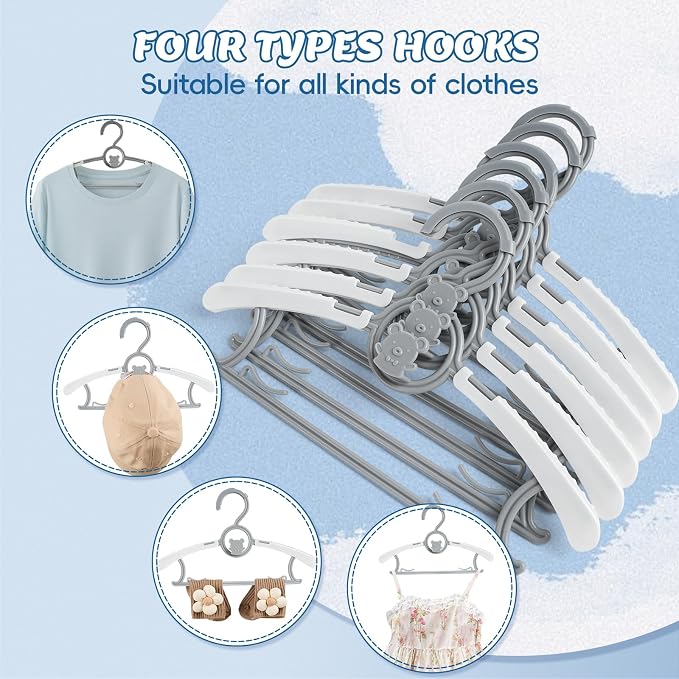 Baby Hangers 60PCS for Closet Adjustable Kids Hangers, Stackable and Extendable - Image 5