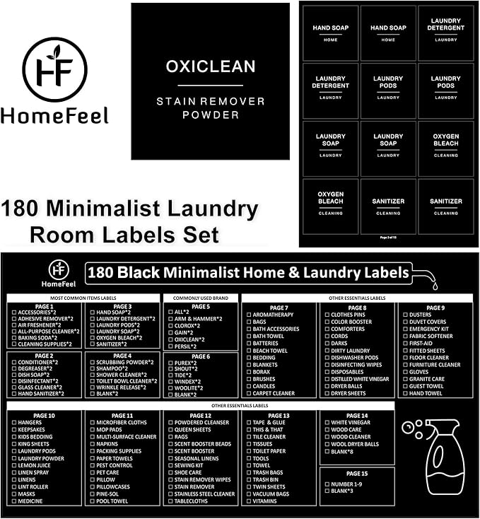 180 Black Minimalist Laundry Labels - Image 2