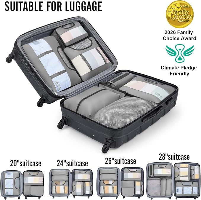 Veken 8 Set Packing Cubes for Travel Essentials, Suitcase Organizer Bags in 4 - Image 6