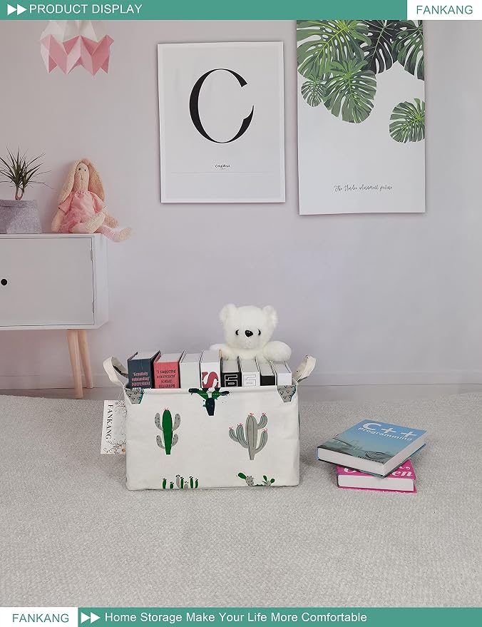 FANKANG Storage Basket, Nursery Hamper Canvas Laundry Basket Foldable - Image 4