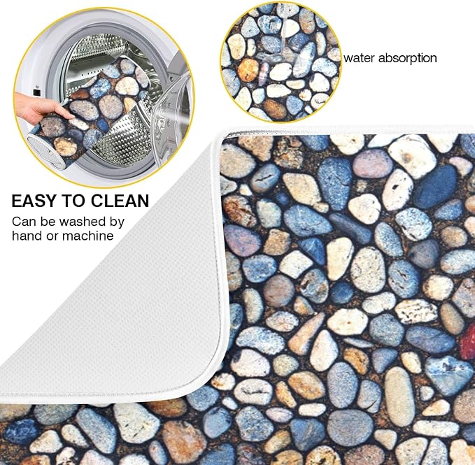 Colorful Stone Texture Dish Drying Mats 18 x 24 Inch Super Absorbent Microfiber - Image 2
