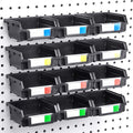 Pegboard Bins - 12 Pack Black - Hooks to Any Peg Board - Organize Hardware by RightArrange