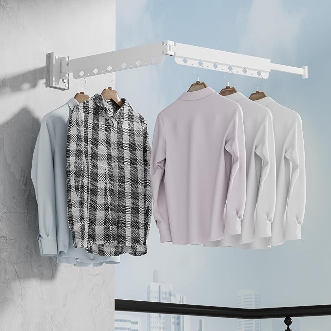Clothes Drying Rack, Retractable and Foldable Laundry Drying Rack Wall Mount - Image 4