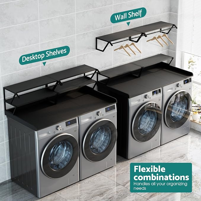 Washer Dryer Countertop with Hanging Rod, Laundry Countertop with Shelf - Image 5