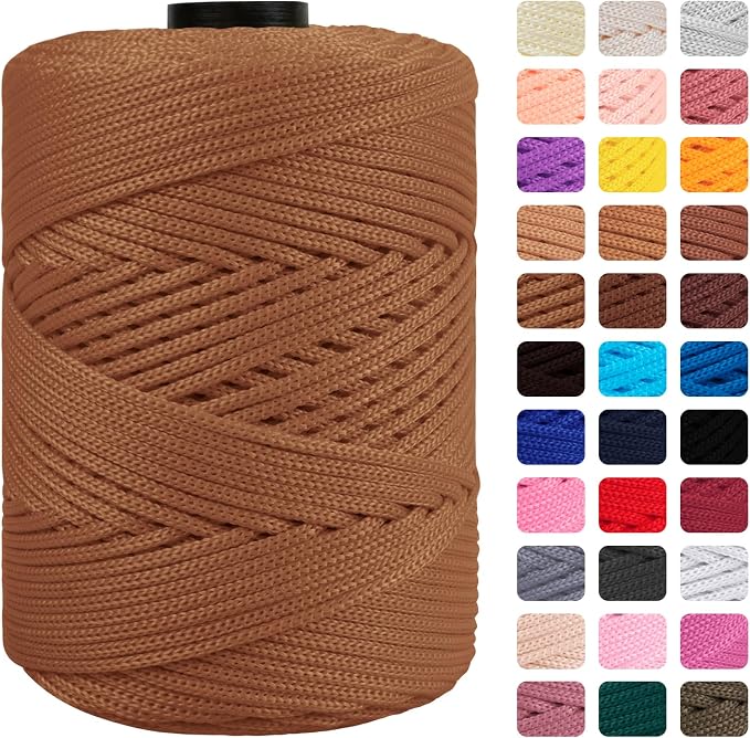 CAMAL Polypropylene Cord 3mm 185 Yards Colorful Polyester Yarn Handmade by CAMAL