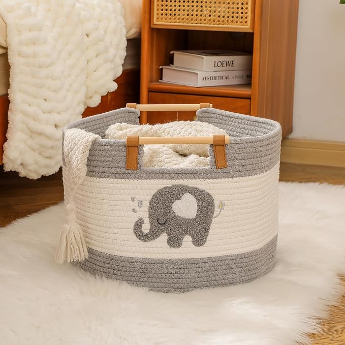 Large Blanket Basket 35L Cotton Rope Basket - Image 5