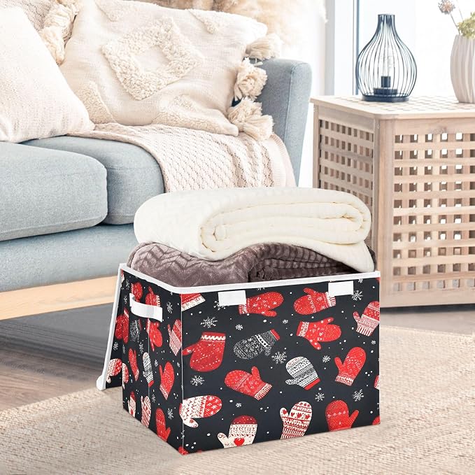 MNSRUU Containers Baskets with Lids Winter Glove Fabric Foldable Storage Bins - Image 5