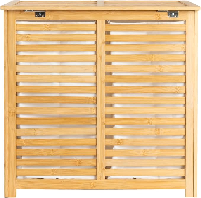 Household Essentials Bamboo and Cotton Double Laundry Sorter - Image 7
